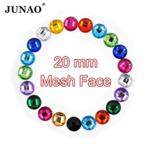 Junao-strass redondo com cola em cristal, 20mm, grande, transparente, plano, parte traseira, cristais, pedras, sem adesivo, acrílico, para roupas 2024 - compre barato