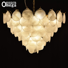 Postmodern light luxury shell glass chandelier living room dining room bedroom entrance staircase chandelier engineering model 2024 - buy cheap