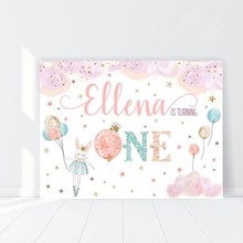 Fondo personalizado de conejo, bonito globo, nubes, cumpleaños, impresión por ordenador, fiesta, baby shower 2024 - compra barato