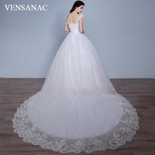 VENSANAC 2018 Crystal V Neck Ball Gown Lace Appliques Court Train Wedding Dresses Sequined Sash Backless Bridal Gowns 2024 - buy cheap