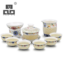 TANGPIN сине-белый керамический чайник gaiwan, чайная чашка для пуера, китайский чайный набор кунг-фу посуда для напитков 2024 - купить недорого