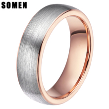 Anéis de carboneto de tungstênio 6mm, ouro escovado, incrustação para mulheres, anel de noivado, aliança de casamento feminina, joia da moda 2024 - compre barato