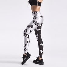 Leggings para mulheres, branco e preto, calças de moletom carta sim & no, estilo simples, moda feminina, magro, estampa, leggings quente 2024 - compre barato