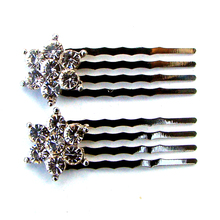 New  crystals metal alloy flower double twin mini hair comb headpiece ornament jewelry accessories 12pcs lot 2024 - buy cheap