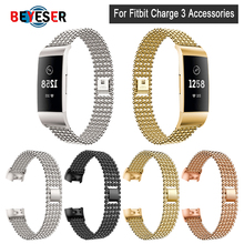 Metal watch Band Strap For Fitbit Charge 3 Charge 4 Smartwatch Wristband Replacement band Buckle Solid Metal Belt Accessorise 2024 - compre barato