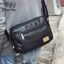 Сумка-мессенджер Three Box Мужская в Корейском стиле, винтажная кожаная брендовая деловая сумочка на ремне, чемоданчик кросс-боди 2024 - купить недорого