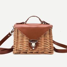 Women's woven handbags leather Square Bali Island Straw ladies Crossbody Bag shoulder bags summer bolsa feminina 2024 - buy cheap