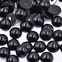 JUNAO 15mm Black Red Crystal Rhinestones Acrylic Cabochon Half Beads Glue On Stones and Crystals Non Sewing Strass for Crafts 2024 - buy cheap