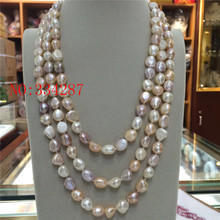 NEW Natural 9-10MM Multi color and  white color  Baroque pearl Necklace 60'' Long sweater chain 2024 - buy cheap