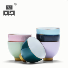 Taça de cerâmica colorida tangpin, conjunto de chá, chá, kung fu chinês, acessório para bebidas 2024 - compre barato