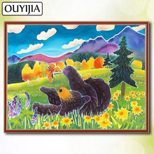 OUYIJIA-pintura de diamante 5D DIY "mariposa, oso, flor Animal", mosaico bordado cuadrado completo, imagen de diamantes de imitación, venta 2024 - compra barato