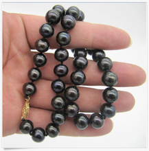 Wedding Woman 18'' 10-12MM Black Freshwater Pearl AA Necklace Real Natural Pearl Handmade 45cm 2024 - buy cheap
