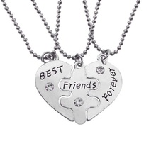 Beautiful fashion love stitching friends Good friend Best Friend Forever three-piece set necklace jewelry 2024 - buy cheap