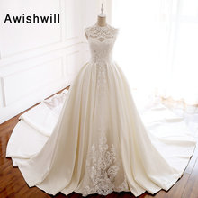 Vestido de Noiva 2020 Satin Vintage Wedding Gowns Beadings Lace A-line Chapel Train Princess Bridal Wedding Dresses Elegant 2024 - buy cheap