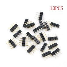 Conector rgb de 4 pinos, agulha de 4 pinos, tipo macho e fêmea de 4 pinos, para rgb 5050 3528, luz de led acessórios de fita de led 10 tamanhos