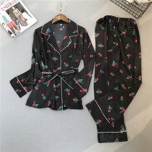 Женская пижама с принтом на весну и осень, брюки с длинным рукавом, женская одежда для сна 2024 - купить недорого
