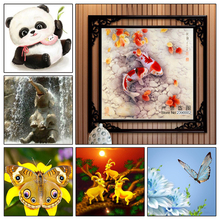 5d pintura diamante completa diamante quadro de imagem inteiro perfurar diamante mosaico bordado borboleta peixe panda 2024 - compre barato