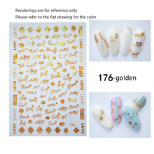 3D Bronzing Adhesive Transfer Tips Manicure Nail Art Decoration Line English letters   back glue DIY nail decals 1pcs 2024 - buy cheap
