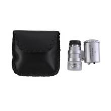 MG9882 60X Mini LED UV Light Pocket Microscope Jewelry Magnifier Loupe Glass With Battery & Leather Sheath For Money Detector J3 2024 - buy cheap