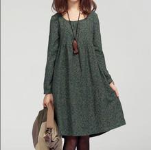 2019 Autumn And Autumn Women Cotton Dress Plus Size Long Sleeve Loose Lolita Mori Girls Knee-Length Dress Vestidos E92 2024 - buy cheap