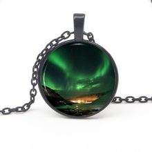 Fashion Romantic Northern Light Pattern Glass Pendant Lucky Aurora Necklace Silver Plated Pendant Men and Women Jewelry Souvenir 2024 - buy cheap