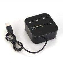 10 Pcs Wholesale All In 1 Combo Hub USB 2.0 3 Ports Card Reader for SD MMC M2 MS Pro Duo Black 2024 - buy cheap
