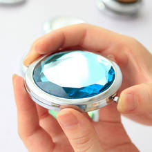 New 1pc Metal Pocket Mirror Makeup Fold Round Crystal Compact Mirror Portable Cute Personalized Wedding Gifts 2024 - buy cheap