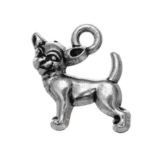 EUEAVAN-abalorios de plata antigua con diseño de perro Chihuahua, colgantes de un solo lado, suministro de joyería, regalos artesanales hechos a mano, 30 Uds. 2024 - compra barato