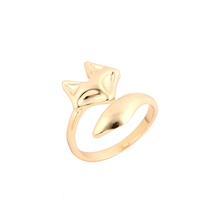 Shuangshuo anel de raposa fofo ajustável, anel de raposa fofo com cor dourada simples para presente de casamento para festa feminino 2017 2024 - compre barato