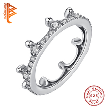 Wholesale price Genuine 100% 925 Sterling Silver Ring Crown Crystal Clear CZ Finger Ring Female Silver Jewelry For Women 2024 - buy cheap