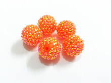 Wholesale !  20mm 100pcs/lot  Neon Orange AB Effect Resin Rhinestone Beads For Chunky Jewelry/Hand Made/DIY 2024 - buy cheap