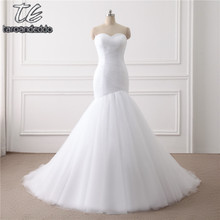 Vestido de novia de sirena de tul fruncido, 8 capas, con cordones, Blanco/Marfil, gran oferta, 2021 2024 - compra barato