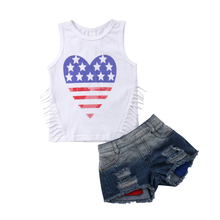 2pcs Toddler Baby Girl  Clothes Romper T-shirt Top+Denim Pants Kids Outfits Set 2024 - buy cheap