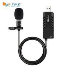 FIFINE Lavalier  Clip-on Cardioid Condenser Computer mic plug and play USB Microphone With Sound Card for PC and Mac -K053 2024 - buy cheap