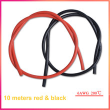 Cable Flexible de goma de silicona, 10 metros/lote, 6, 7, 8, 10, 12 calibres AWG, color rojo y negro, trenzado 2024 - compra barato