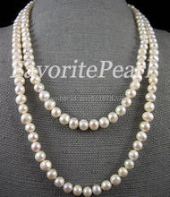 Pearl Necklace , Wedding Jewelry 46 Inches 8-9mm Genuine White Color Freshwater Pearl Necklace Handmade Jewelry Free Shipping 2024 - buy cheap