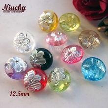 Niucky 12.5mm Colorido transparente flor botões de acrílico para decoração headwear Diy artesanato materiais de costura suprimentos A0301-022 2024 - compre barato