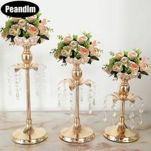 PEANDIM Gold Candelabra Centerpieces Wedding Decoration Crystal Candle Holder Party Tabletop Flower Holder Home Decor 10pcs/lot 2024 - buy cheap