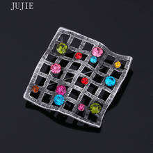 JUJIE Vintage Multicolor Crystal Brooches For Women 2019 Square Brooch Pins Jewelry Dropshipping 2024 - buy cheap