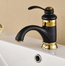 Grifo monomando de latón para lavabo de baño, fregadero de un solo Mango, color dorado y negro, anf803 2024 - compra barato