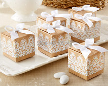 (100 Pieces/lot) Creative Gift box Rustic and Lace Kraft Favor Box With Ribbon Wedding and Party Decoration Candy box paper box 2024 - buy cheap