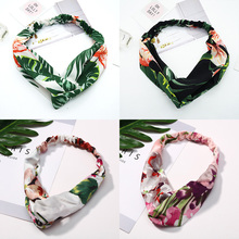 Женская эластичная повязка на голову, с листьями и цветами 2024 - купить недорого
