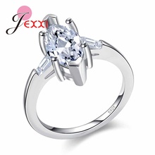 Exquisite Jewelry Women White Clear Crystal Finger Rings Engagement Solid 925 Sterling Silver  Wedding Party Accessory 2024 - buy cheap