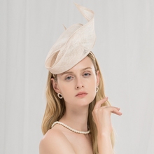 British Hemp Yarn Fedoras Hat Female Early Spring Linen Elegant Banquet Wedding Cap Lady Fashion Church Pure Color Caps H216 2024 - buy cheap