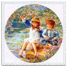 Needlework DIY DMC 14CT unprinted Cross stitch kits For Embroidery Cute Boys And Girls Hawthorn Beauty Home Decor 2024 - buy cheap