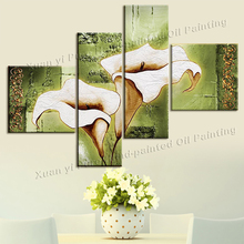 4 Piece Wall Art Handpainted  White Modern Landscape Decorative Oil Painting On Canvas Wall Art Flower PictureHome Decoration 2024 - buy cheap