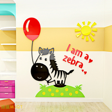 Cartoon Zebra Giraffe Acrylic Mirror wall stickers Children's room Lion Tiger DIY art wall decor Home Kindergarten wall sticker 2024 - buy cheap