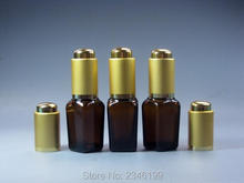 10ML 10G 15ML 15G 20ML 20G Brown Dropper With Gold Cap Square Oil Bottle, Sample Bottle, Cosmetic Glass Bottle, 20 Pieces/lot 2024 - buy cheap
