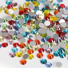 Strass de cristal misturado de cores, tamanho diferente para unhas, redondo, base plana, 100 peças 2024 - compre barato