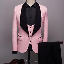 2019 Latest Coat Pants Designs Men Pink Suits For Wedding Prom Dress Slim Fit Groom Best Man Mens Tuxedo 3 Pieces Costume Homme 2024 - buy cheap